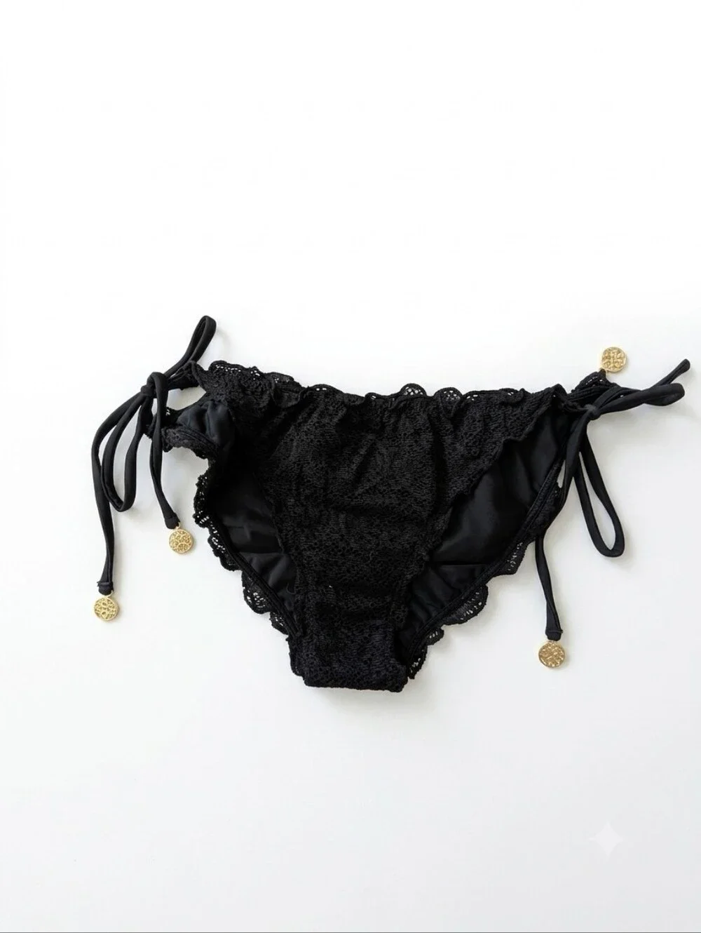 Black Tie-Side Bikini Bottoms - BOTTOM ONLY